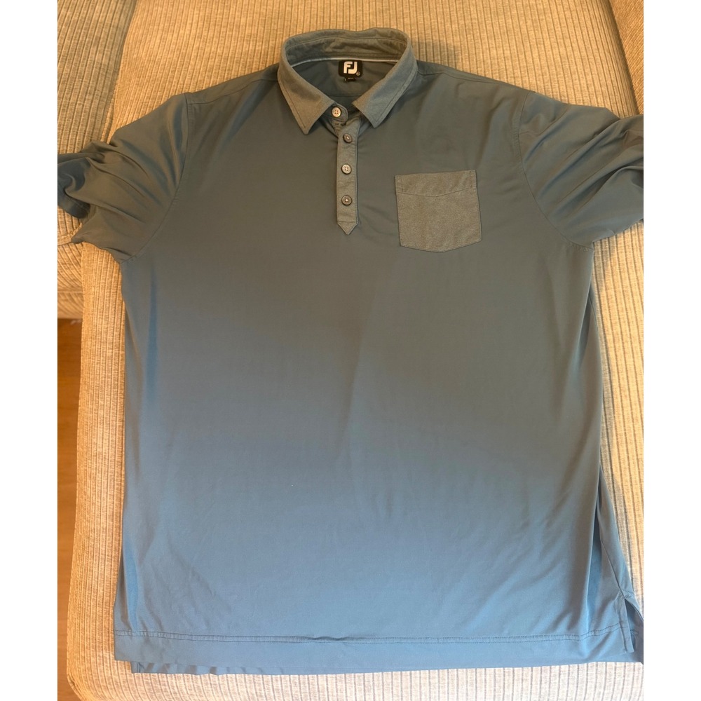 FootJoy FJ ProDry Golf Polo Shirt Mens XL Blue Gray Short Sleeve Pocket Athletic